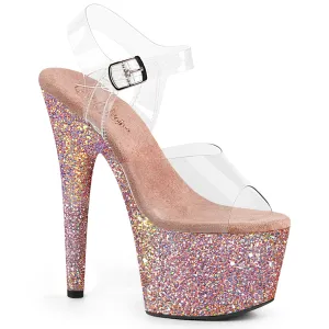 Adore-708LG Dusty Blush Glitter, 7" Heel (Speed Heels)