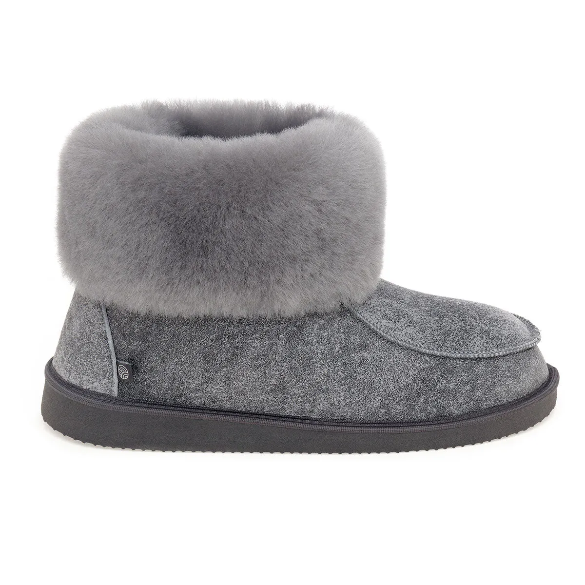 Aesop Sheepskin Slippers - Grey Distressed Leather