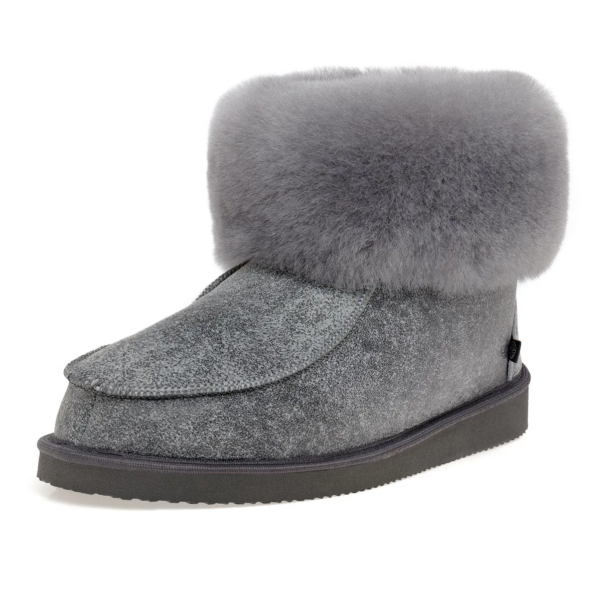 Aesop Sheepskin Slippers - Grey Distressed Leather