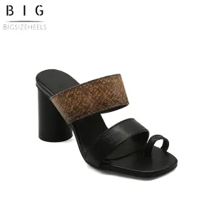 Bigsizeheels Trendy Chunky Heel Flip Flop Rubber Slippers Sandals - Black