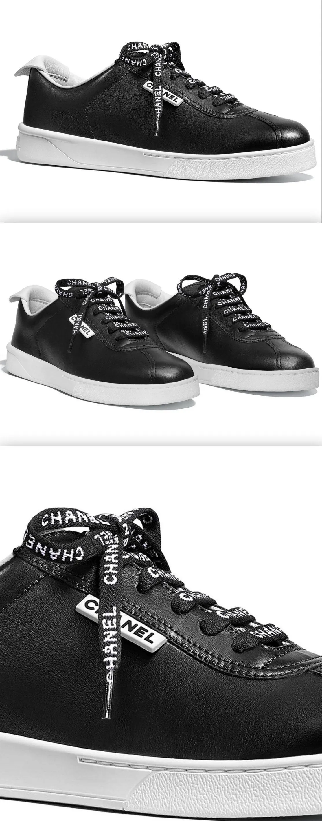 Black Calfskin Leather Sneakers