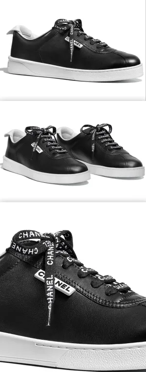 Black Calfskin Leather Sneakers