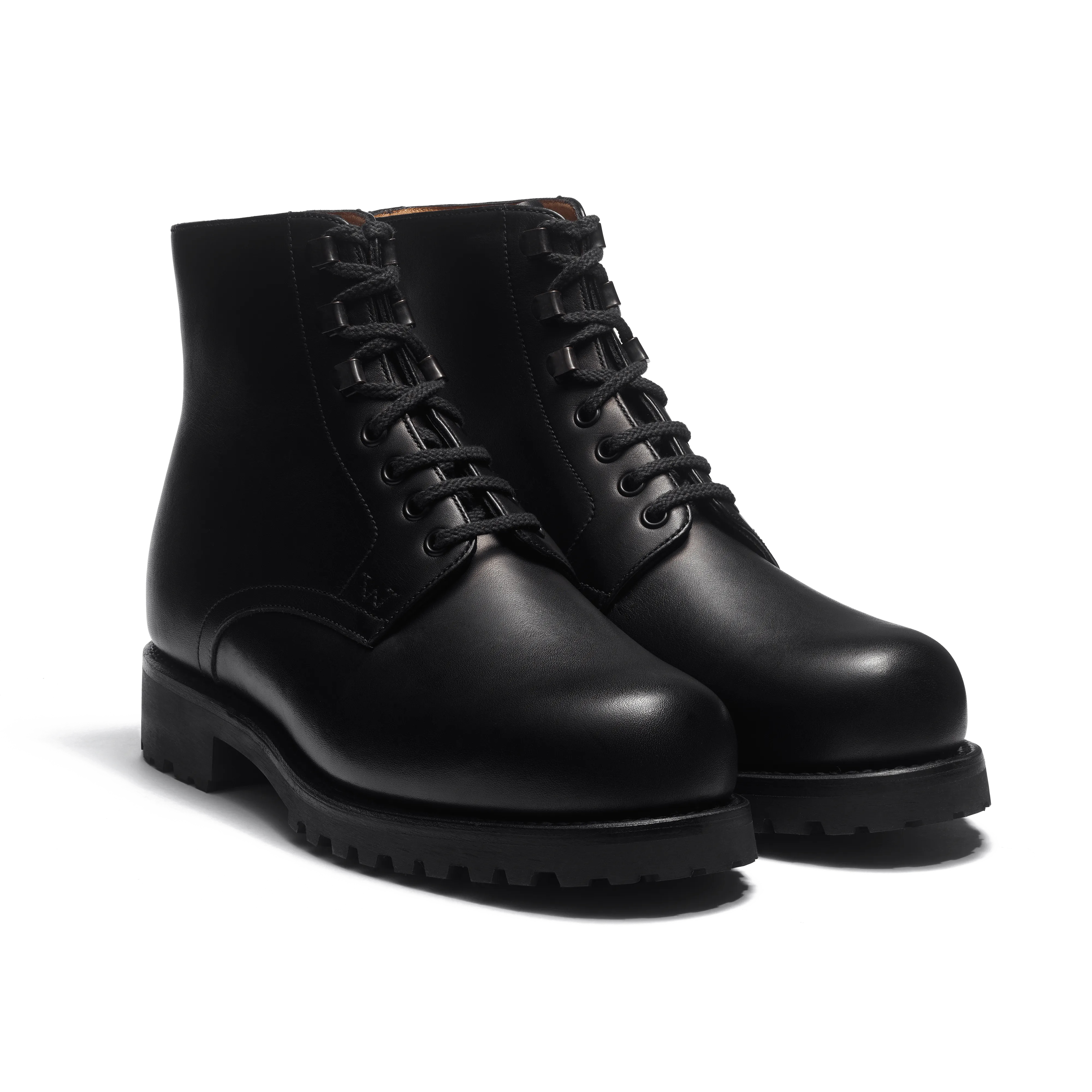 Bottine Worker [femme cuir veau lisse noir]