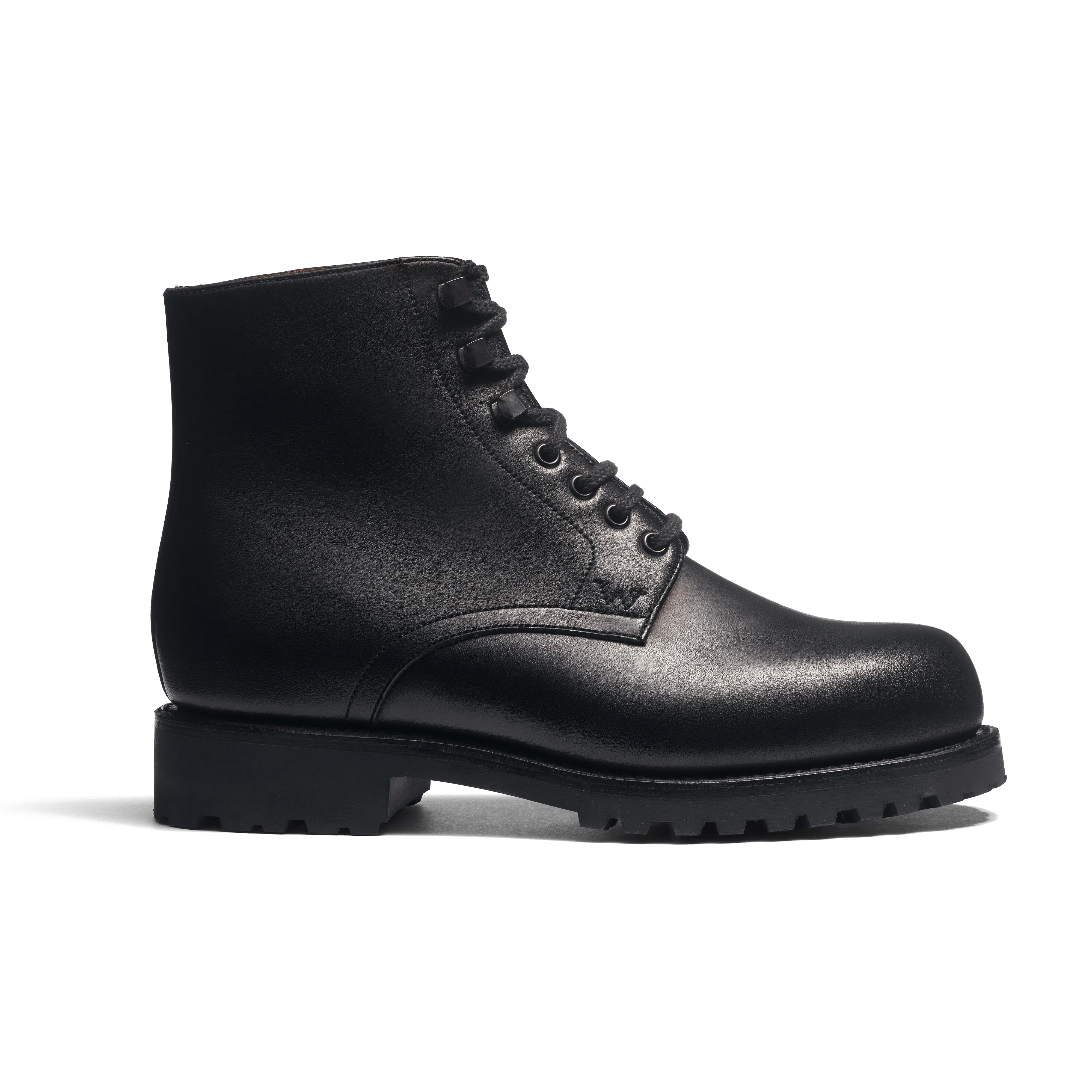 Bottine Worker [femme cuir veau lisse noir]