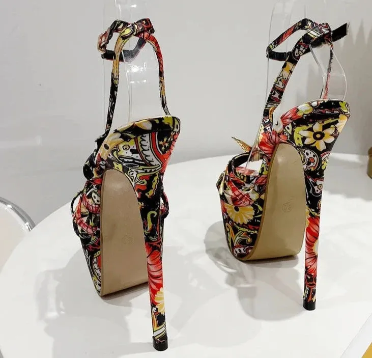 Butterfly-Knot Open Toe Ankle Buckle Strap Stiletto Heels