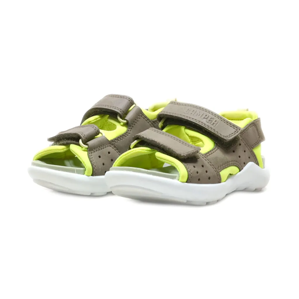 Camper Flat Sandals Leather Brown Colour For Kids