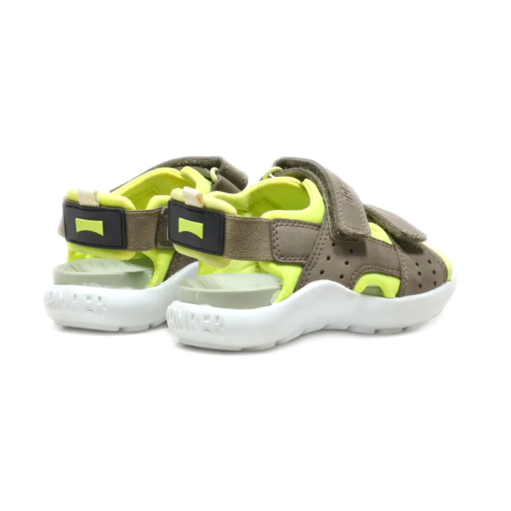 Camper Flat Sandals Leather Brown Colour For Kids
