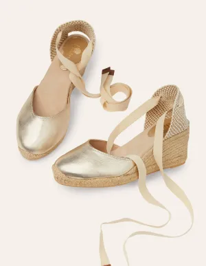 Cassie Espadrille Wedge-Pale Gold Metallic
