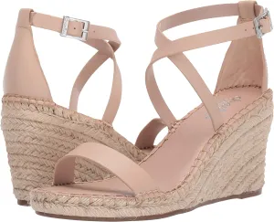 Charles David Nola Espadrille Wedge Sandal NUDE Leather Open Toe Platfrom