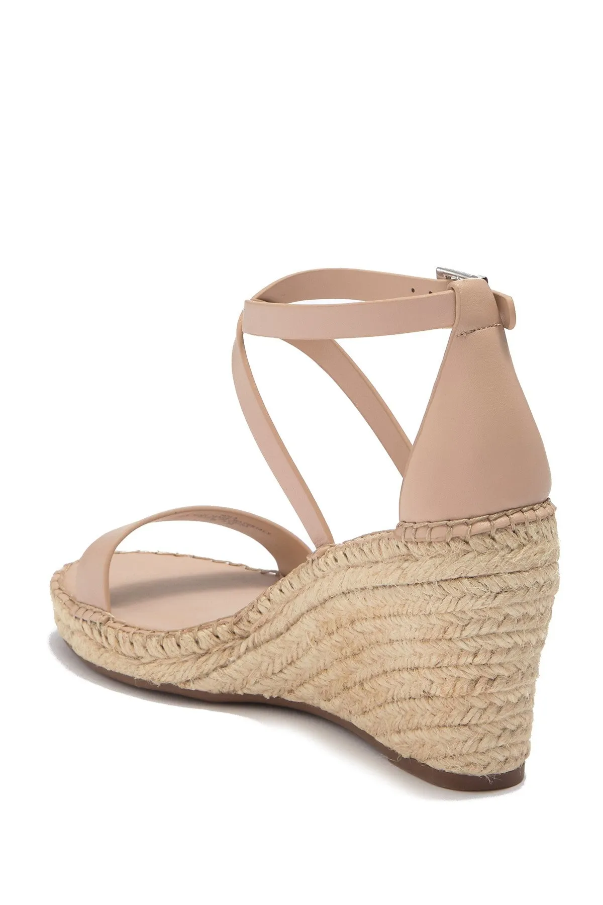 Charles David Nola Espadrille Wedge Sandal NUDE Leather Open Toe Platfrom