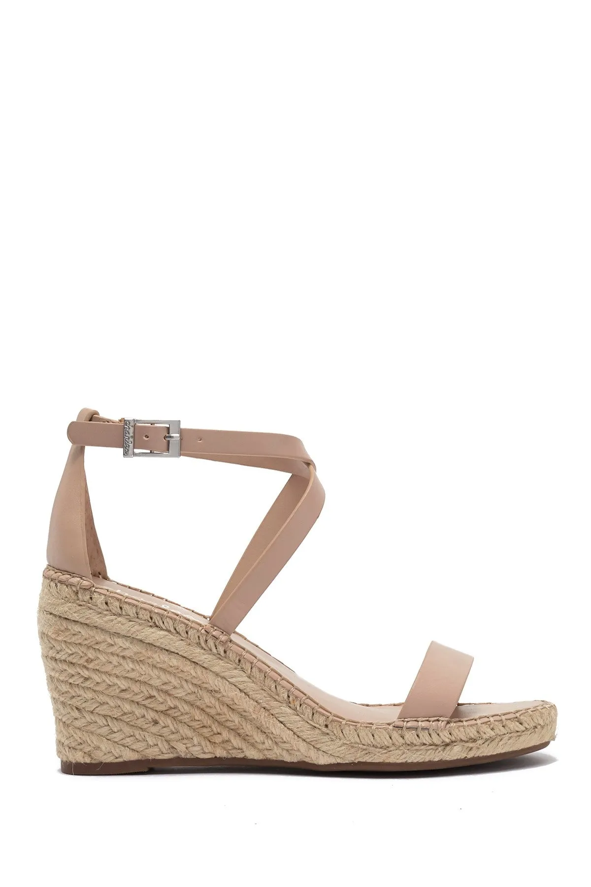 Charles David Nola Espadrille Wedge Sandal NUDE Leather Open Toe Platfrom