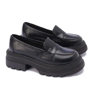 Chunky Sole Loafers-Black