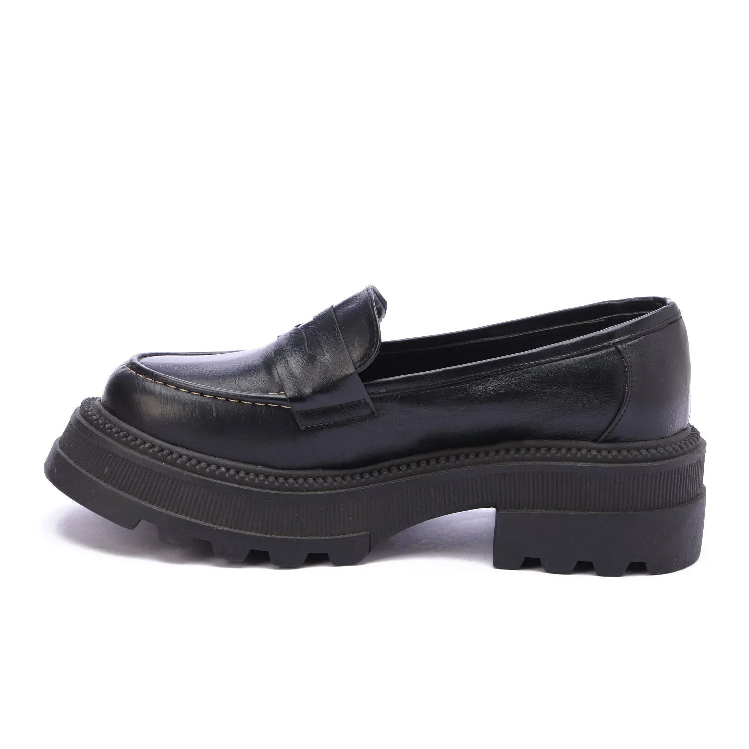 Chunky Sole Loafers-Black