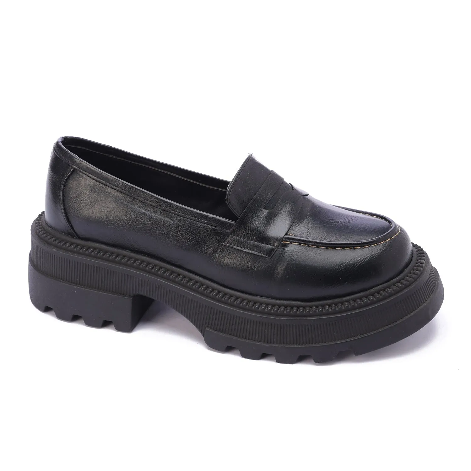 Chunky Sole Loafers-Black