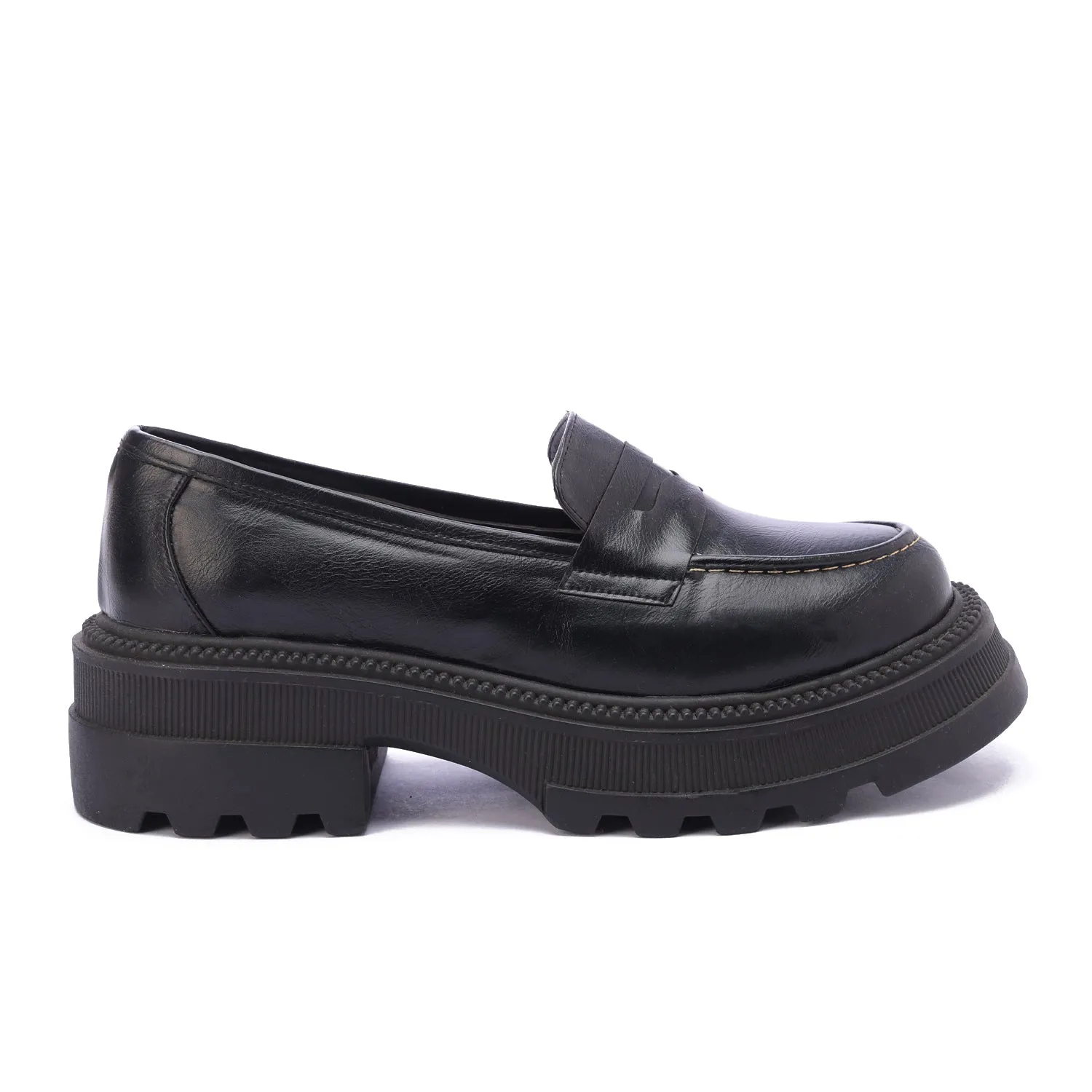 Chunky Sole Loafers-Black