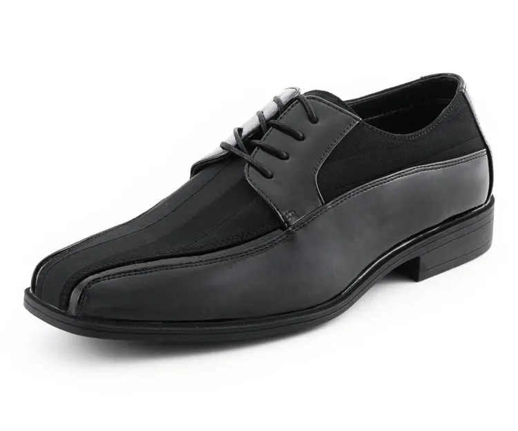 Dapper Black Derby Shoes With Satin Flair Men’s Patent Leather