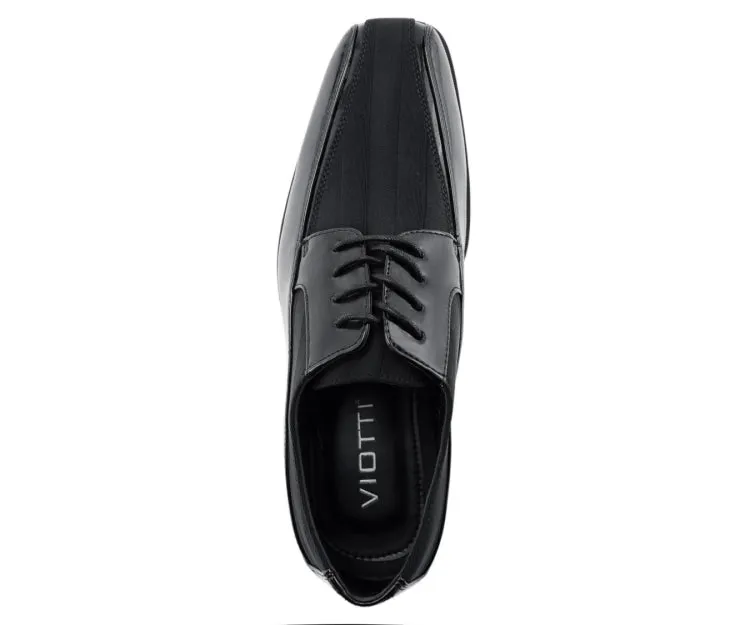 Dapper Black Derby Shoes With Satin Flair Men’s Patent Leather