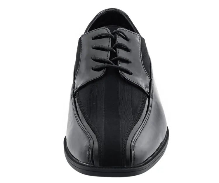 Dapper Black Derby Shoes With Satin Flair Men’s Patent Leather