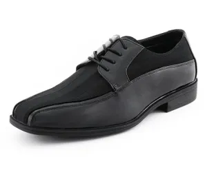 Dapper Black Derby Shoes With Satin Flair Men’s Patent Leather