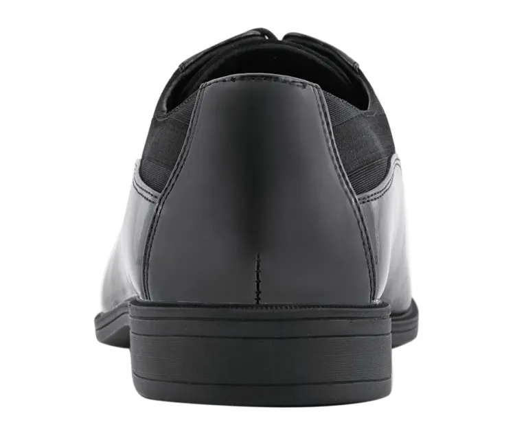 Dapper Black Derby Shoes With Satin Flair Men’s Patent Leather