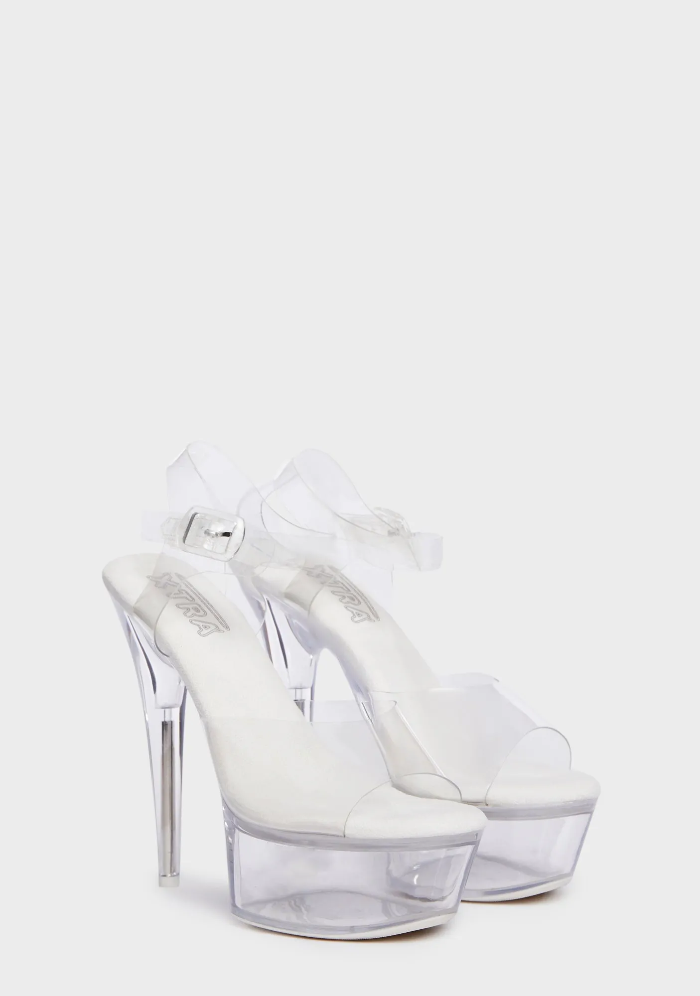 Demi 6 Platform Heels - Clear/White/Clear