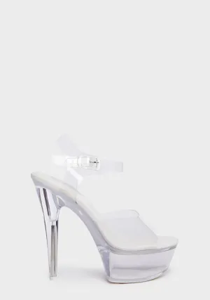 Demi 6 Platform Heels - Clear/White/Clear