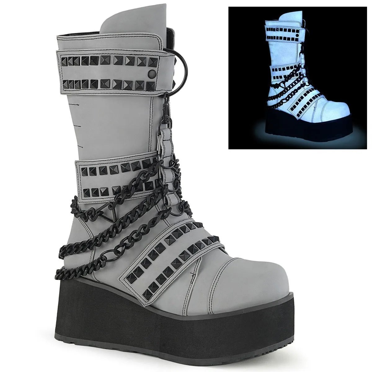 DemoniaCult Trashville 138 Unisex/Mens 3 1/4 Inch Heel, Platform Calf Length Boots