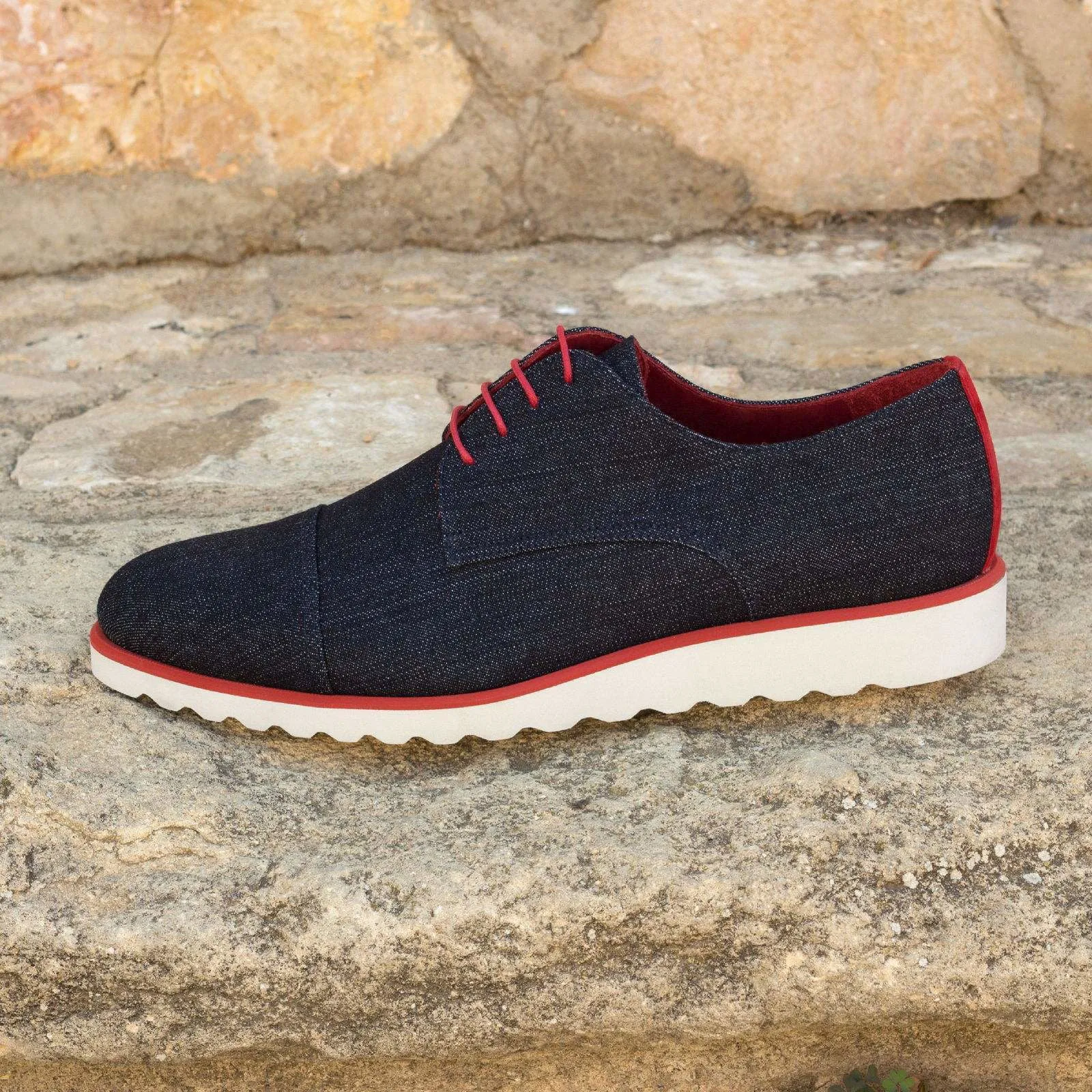Derby-Kid Suede, Sartorial, Red, Blue-Wholesale