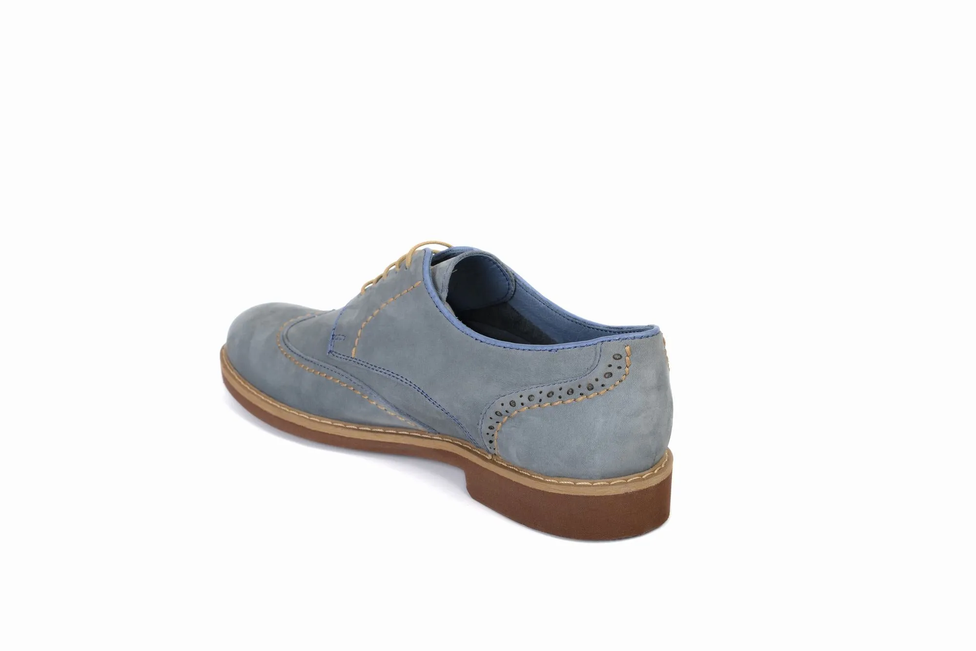 FOOT FEDERATION CITY DERBY WINGTIP MENS SHOE NUBUCK DENIM BLUE