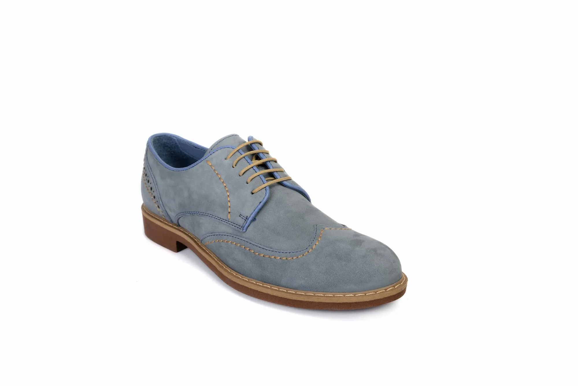 FOOT FEDERATION CITY DERBY WINGTIP MENS SHOE NUBUCK DENIM BLUE