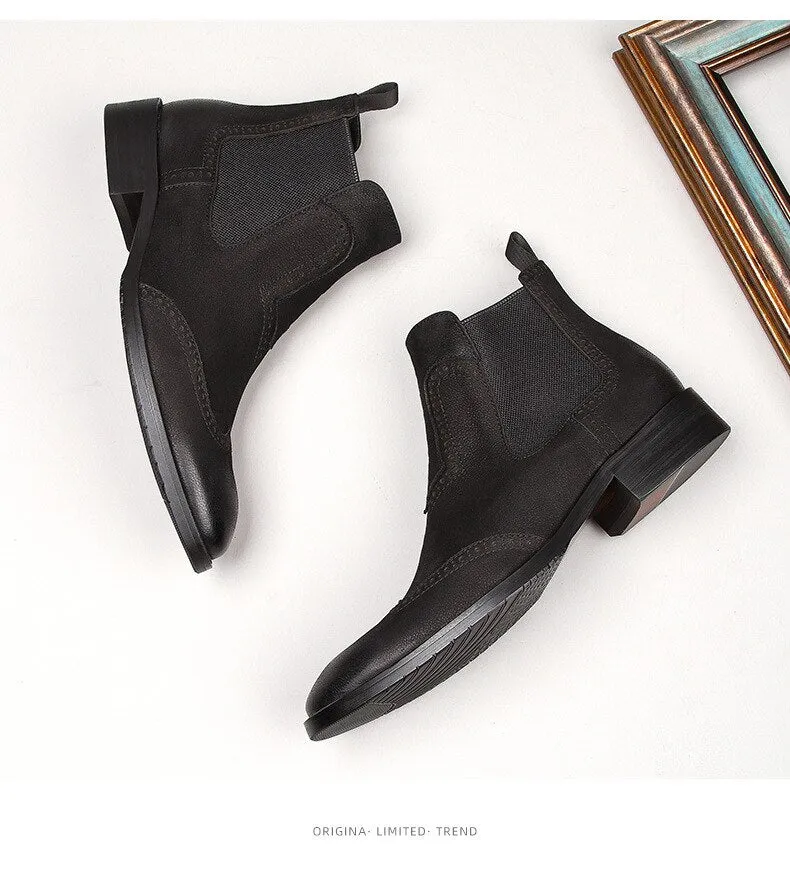 Handmade Vintage Leather Classic Chelsea Booties