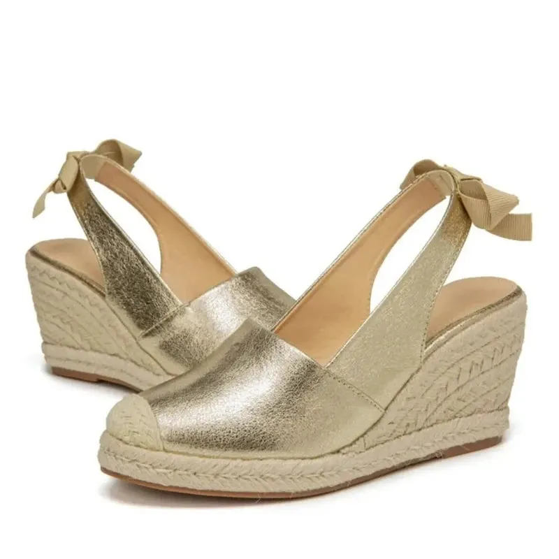 Hnzxzm Wedges Sandals For Women Closed Toe Bandage Espadrille Stylish Shoes
