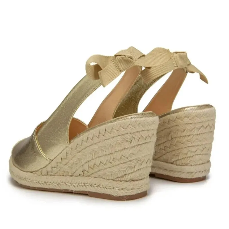 Hnzxzm Wedges Sandals For Women Closed Toe Bandage Espadrille Stylish Shoes