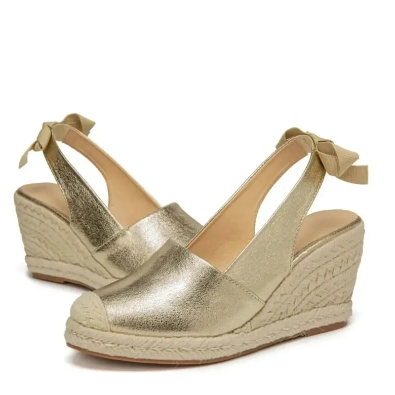 Hnzxzm Wedges Sandals For Women Closed Toe Bandage Espadrille Stylish Shoes