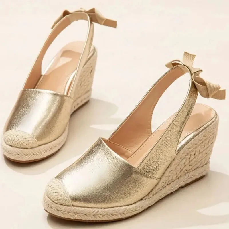 Hnzxzm Wedges Sandals For Women Closed Toe Bandage Espadrille Stylish Shoes