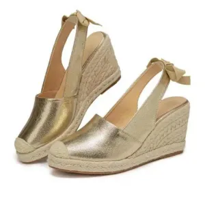 Hnzxzm Wedges Sandals For Women Closed Toe Bandage Espadrille Stylish Shoes