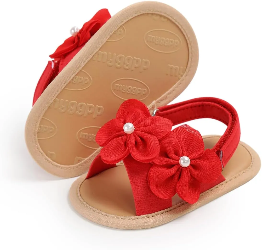 Infant Baby Boys Girls Sandals Summer Baby Wedding Dress Flat Shoes Newborn Crib Shoes First Walkers Prewalkers Shoes