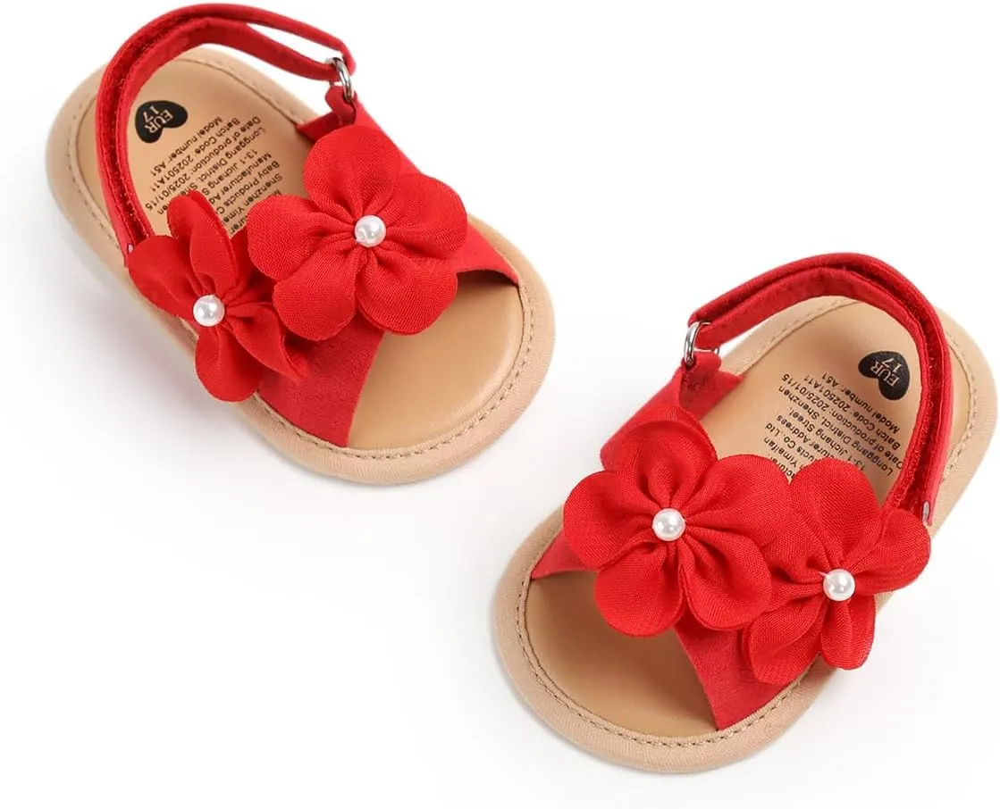 Infant Baby Boys Girls Sandals Summer Baby Wedding Dress Flat Shoes Newborn Crib Shoes First Walkers Prewalkers Shoes