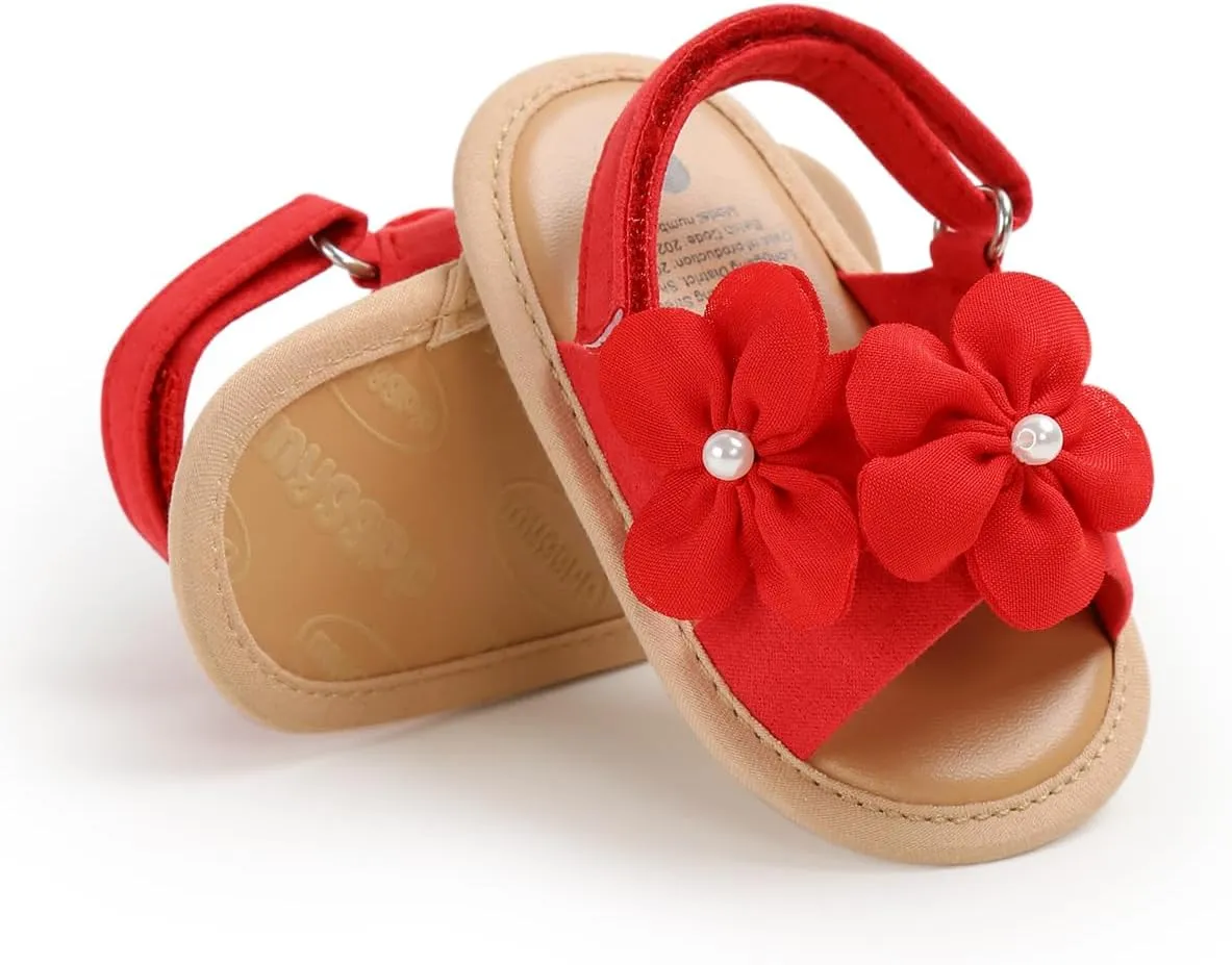 Infant Baby Boys Girls Sandals Summer Baby Wedding Dress Flat Shoes Newborn Crib Shoes First Walkers Prewalkers Shoes