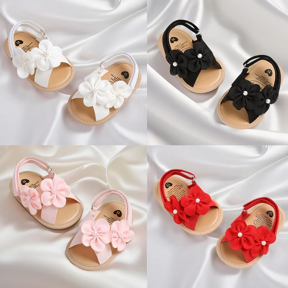 Infant Baby Boys Girls Sandals Summer Baby Wedding Dress Flat Shoes Newborn Crib Shoes First Walkers Prewalkers Shoes