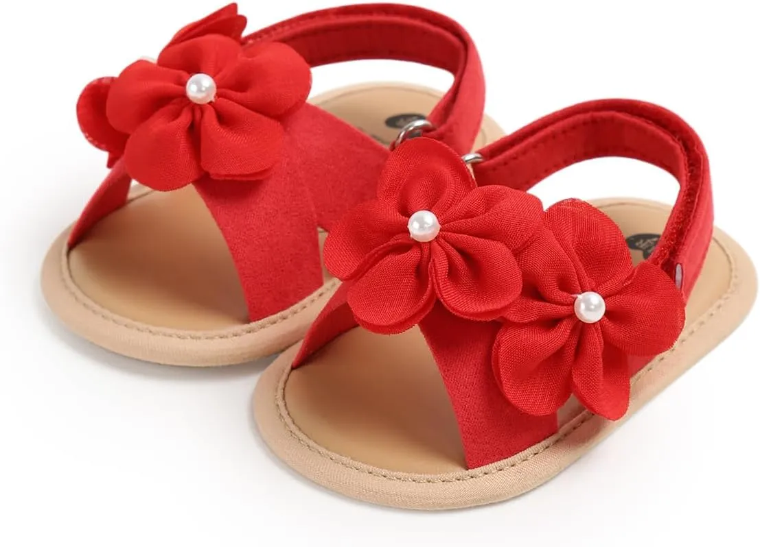 Infant Baby Boys Girls Sandals Summer Baby Wedding Dress Flat Shoes Newborn Crib Shoes First Walkers Prewalkers Shoes