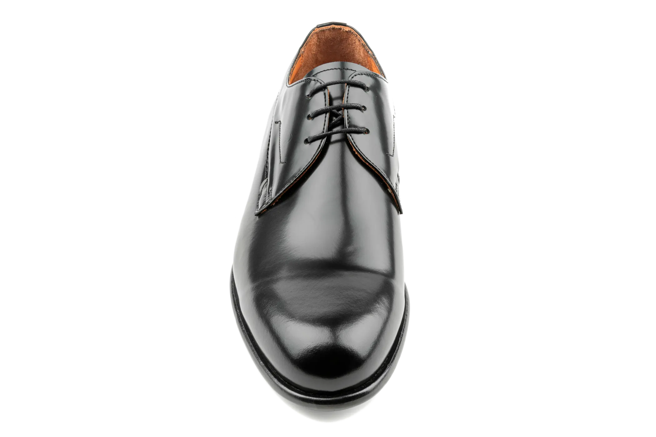 Isa Men's Black Derby Shoes, Black Patent Leather Derby Shoes, Leather Sole & Lining, Formal Lace-Up