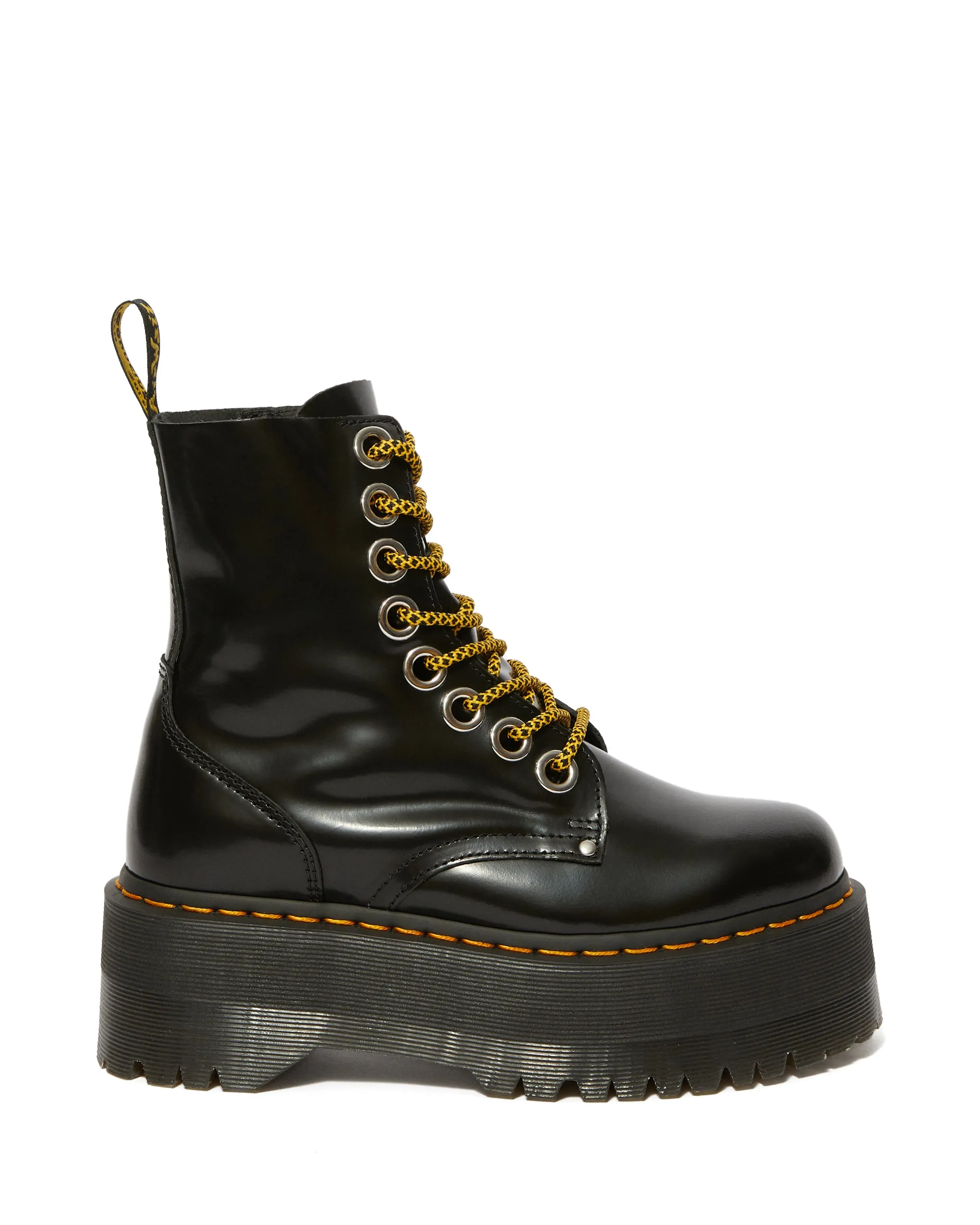 Jadon Max Black Polished Smooth Platform Boots