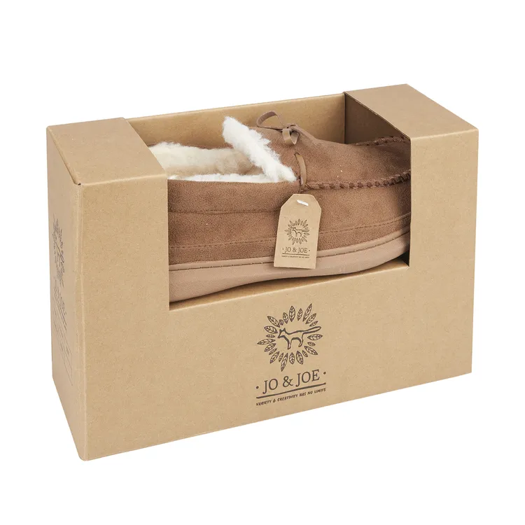 Jo & Joe fur lined Moccasin Slipper Cranford COGNAC