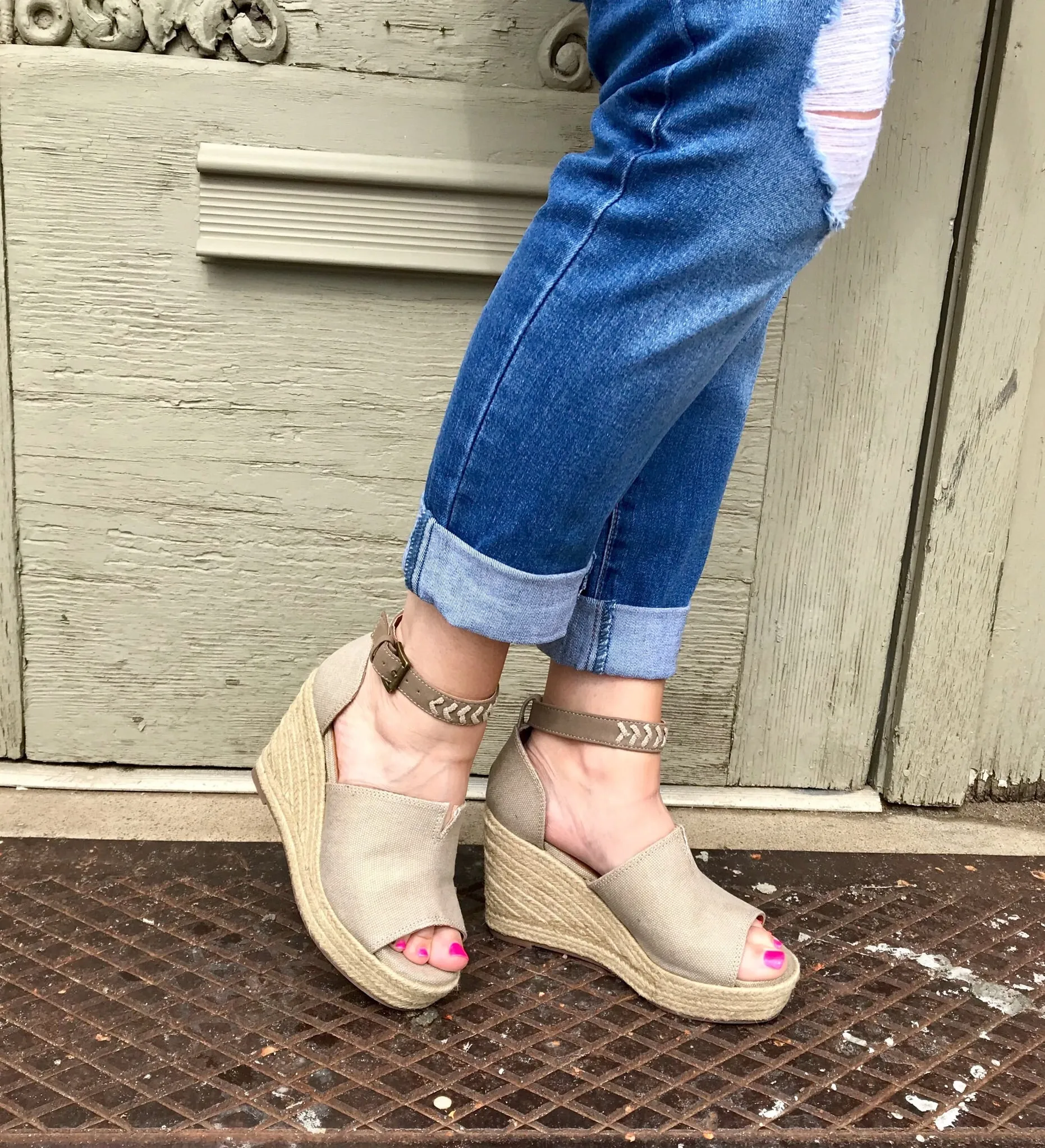 Leif Taupe Wedge Espadrille