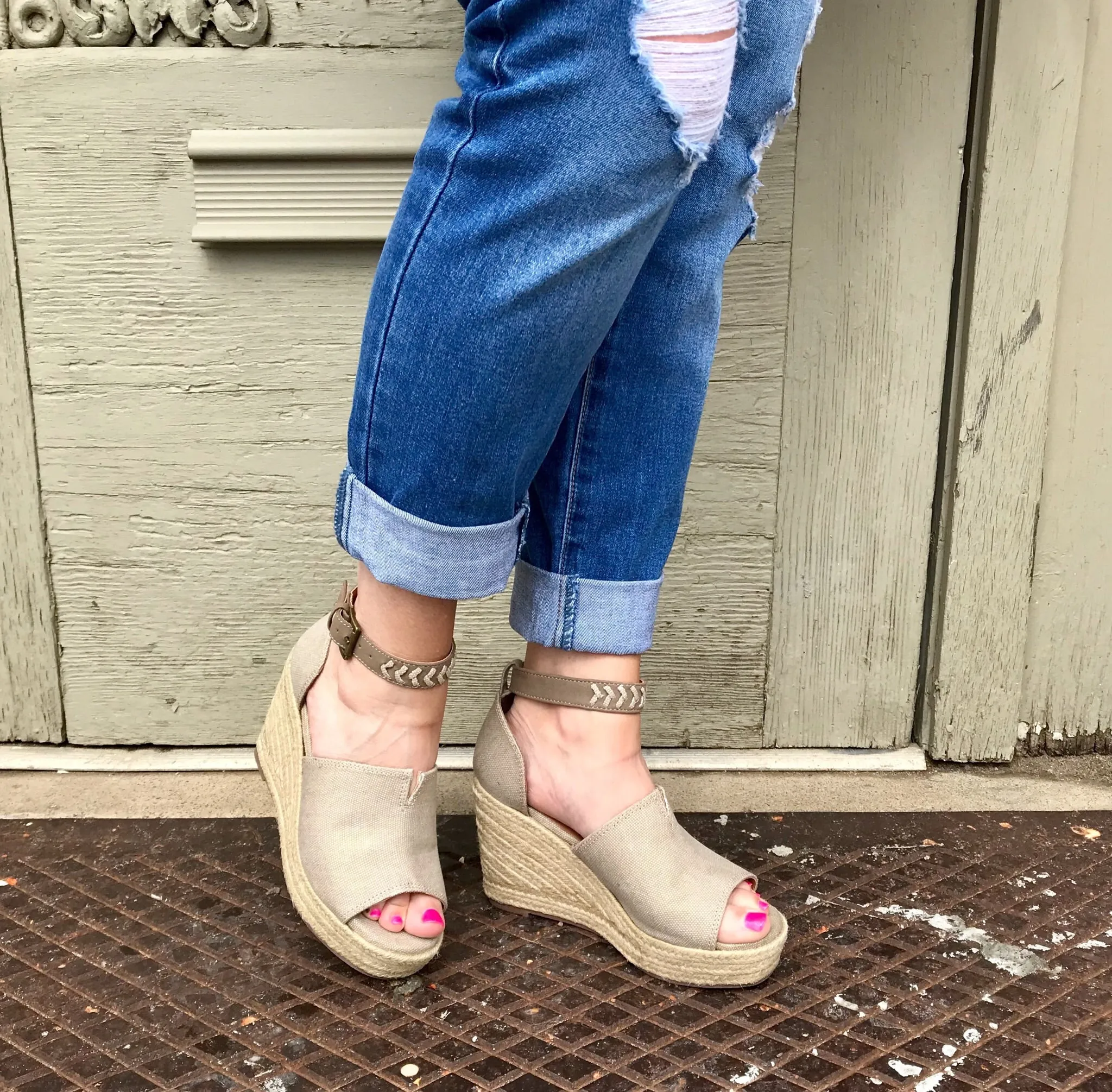 Leif Taupe Wedge Espadrille