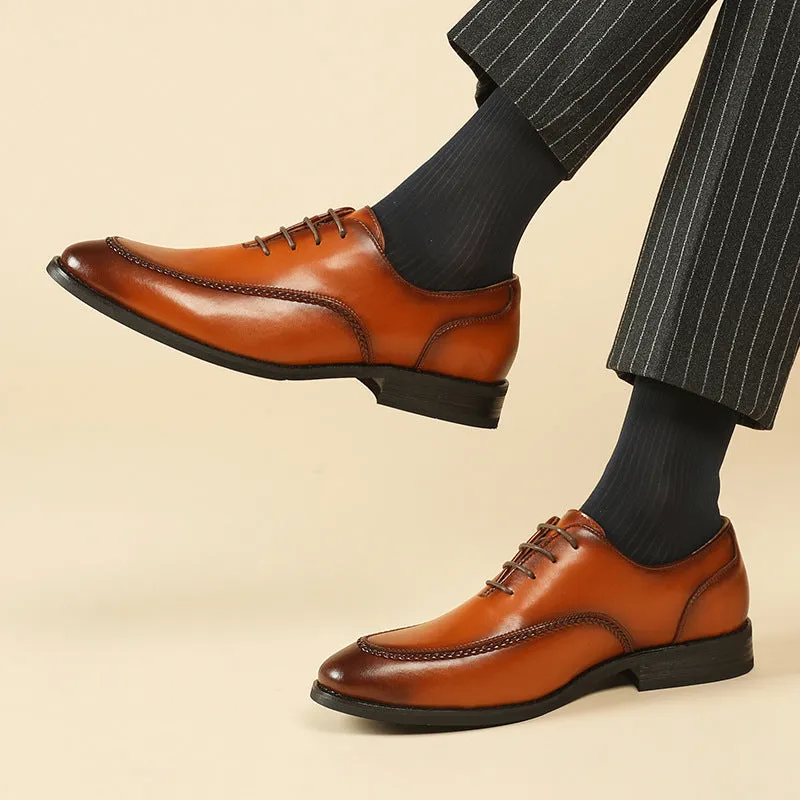 Mens England style formal loafers stylish stitching lace up casual loafers