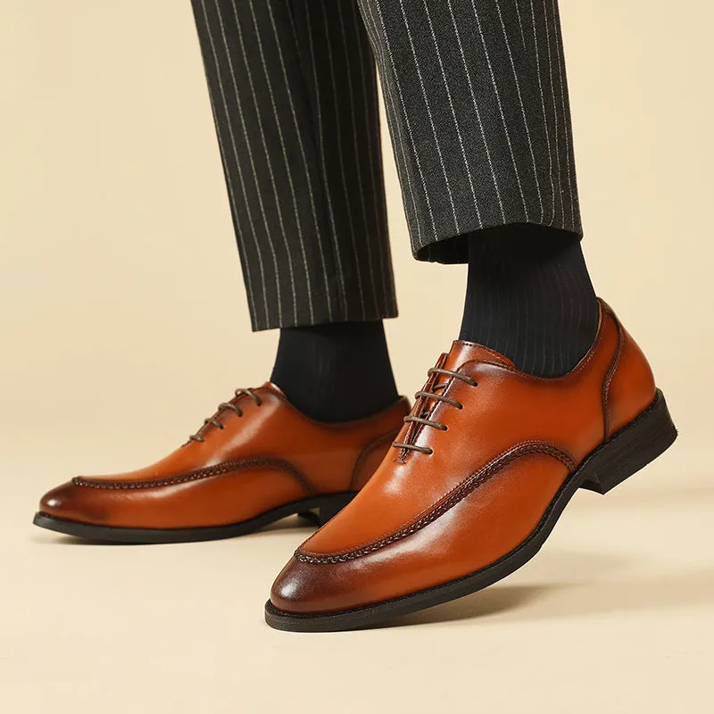 Mens England style formal loafers stylish stitching lace up casual loafers