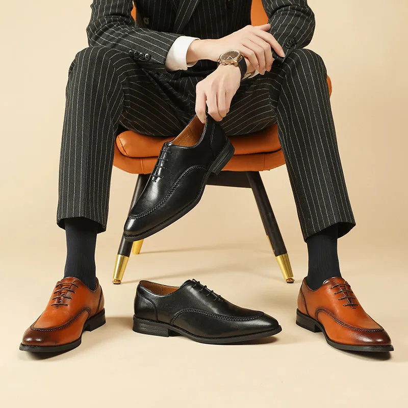 Mens England style formal loafers stylish stitching lace up casual loafers