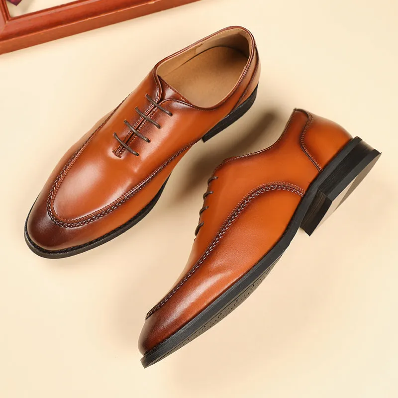 Mens England style formal loafers stylish stitching lace up casual loafers